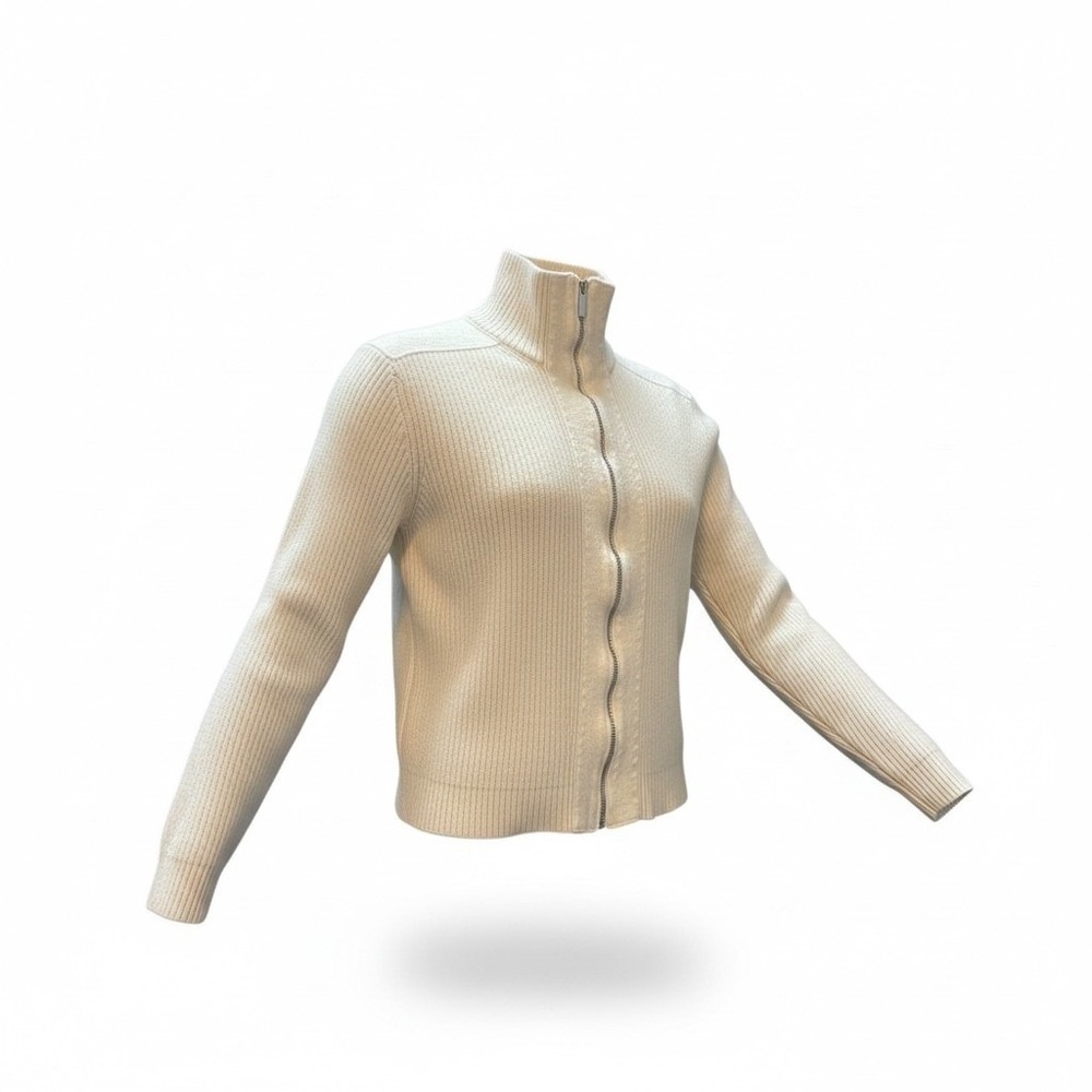 Moncler Cream Cashmere & Wool‎ Blend Full Zip Cardigan Sweater Womens Size M